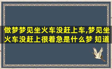 做梦梦见坐火车没赶上车,梦见坐火车没赶上很着急是什么梦 知道